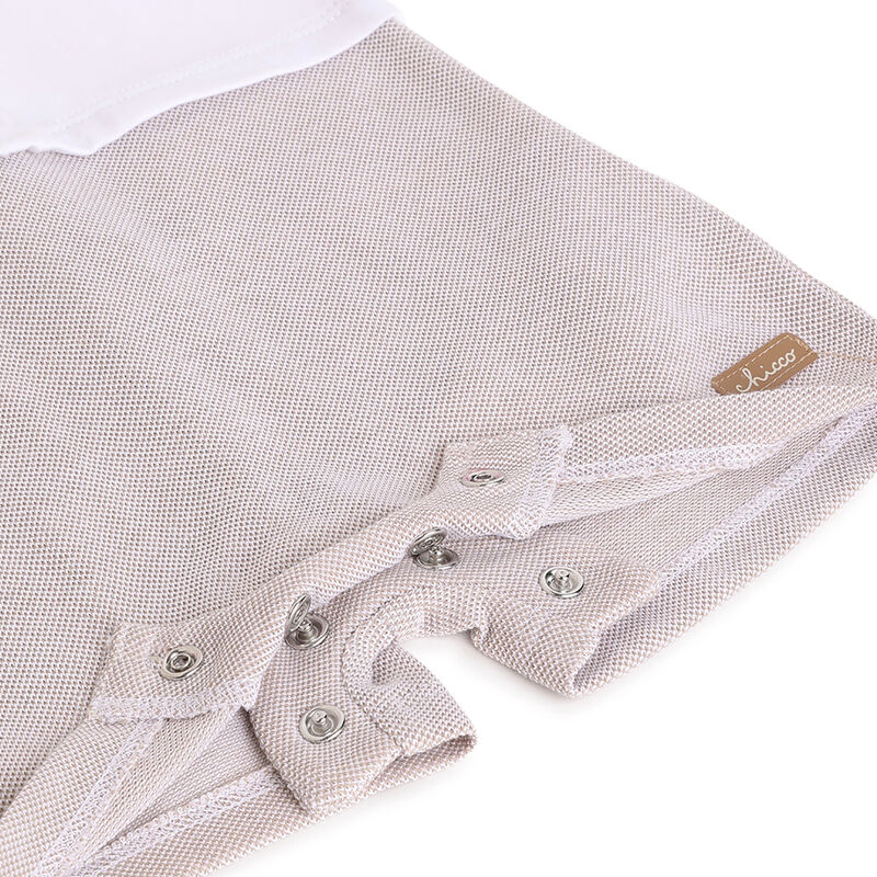 Boys Medium Natural Solid Short Sleeve Rompers image number 3